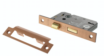 Copper (Satin) 3 Lever Mortice Sash Lock - 2.5 & 3 Inch