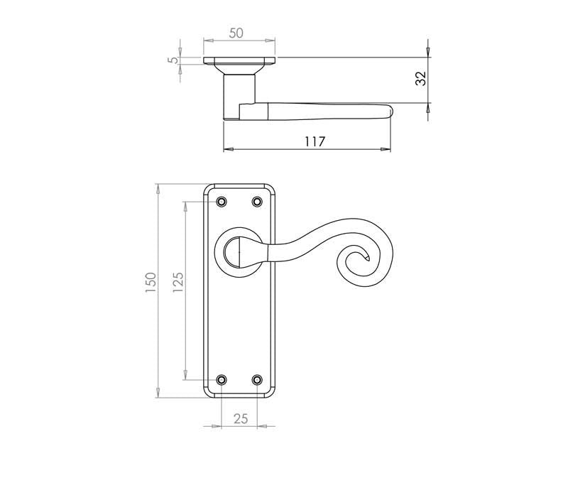 Chester Handforged Pewter Door Handles Latch