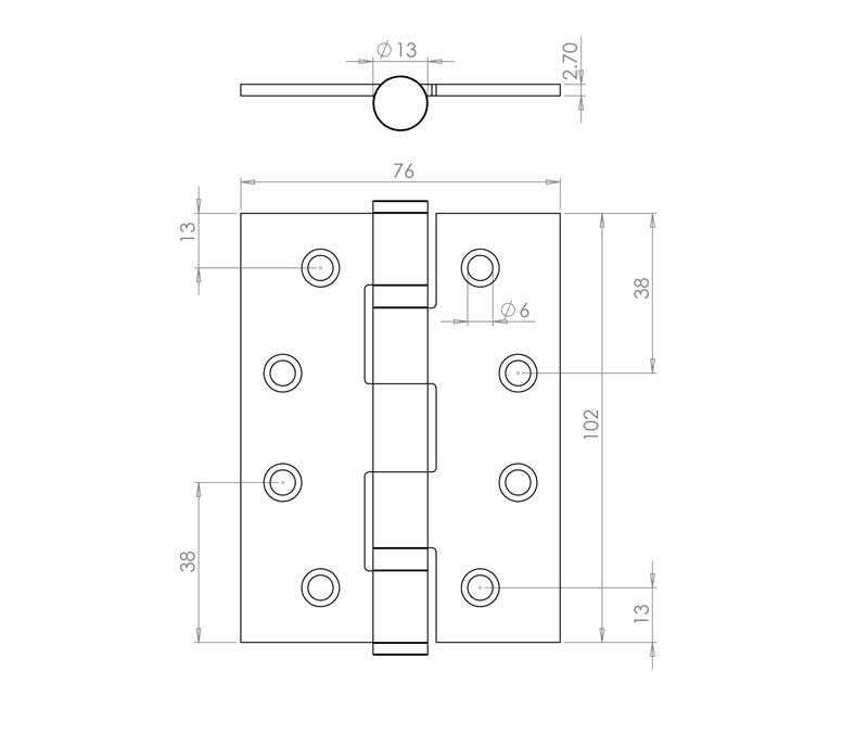 4 Inch Polished Chrome, Grade 11 Fire Rated, Ball Bearing Hinges