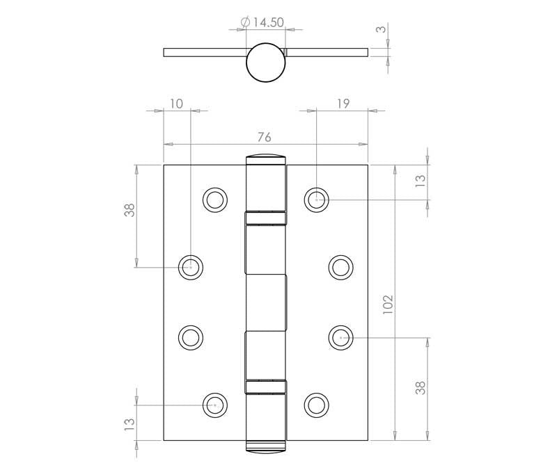 4 Inch Satin Stainless Steel, Grade 13 Fire Rated Ball Bearing Hinges