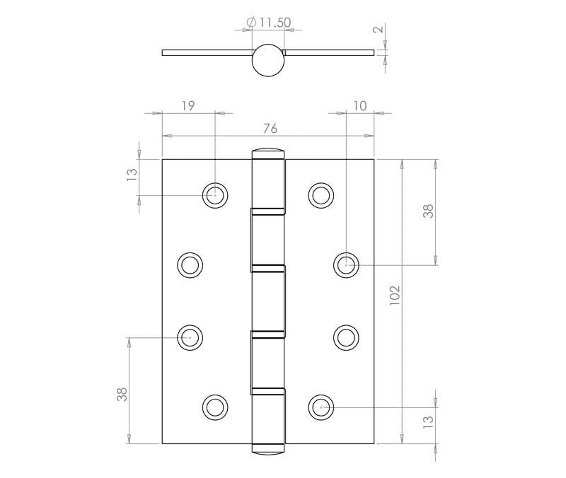 4 Inch Satin Stainless Steel Washered Hinges