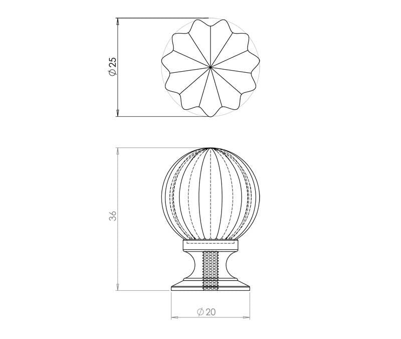 JH1152 Pumpkin Glass Cupboard Knob - Various Sizes