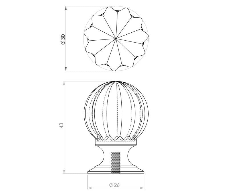 JH1152 Pumpkin Glass Cupboard Knob - Various Sizes