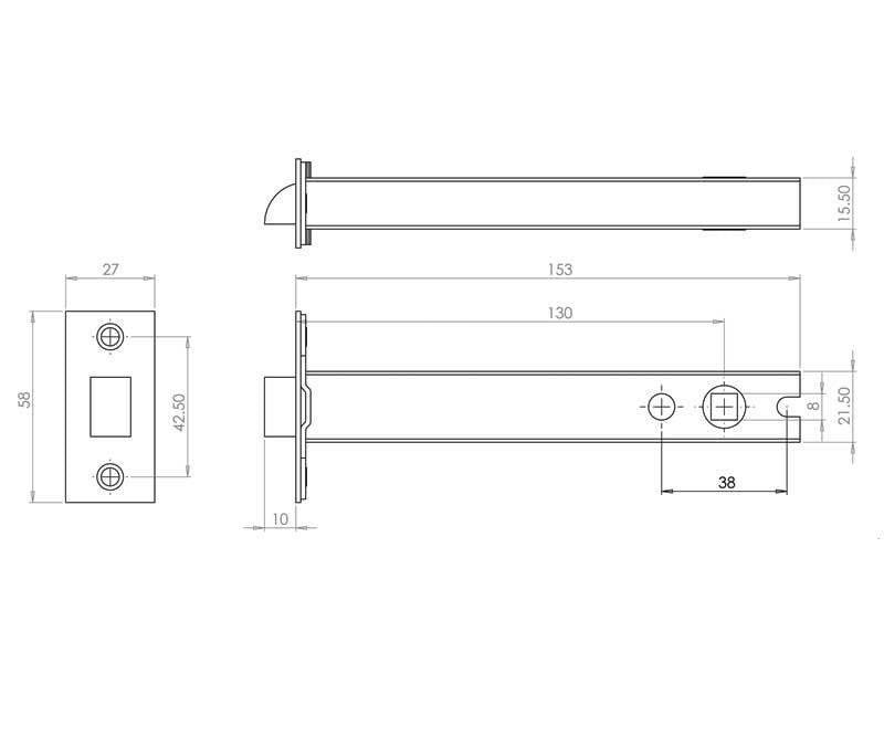 JL6666 Satin Stainless Steel/Brass Heavy Double Sprung Mortice Latch - Fire Door Approved