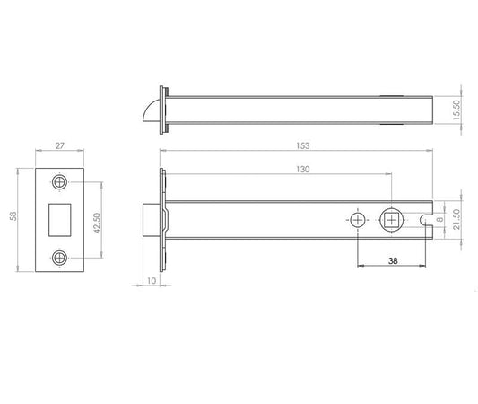 JL6666 Satin Stainless Steel/Brass Heavy Double Sprung Mortice Latch - Fire Door Approved