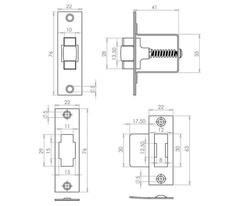 JL8091 Heavy duty adjustable roller bolt Satin stainless steel