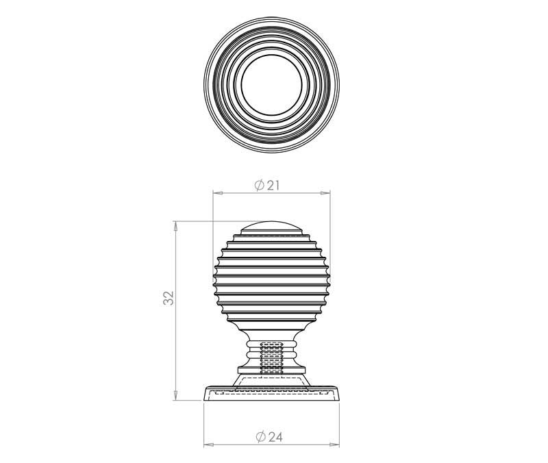 Reeded Cupboard Knob - JR23