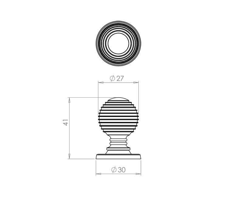 Reeded Cupboard Knob - JR23