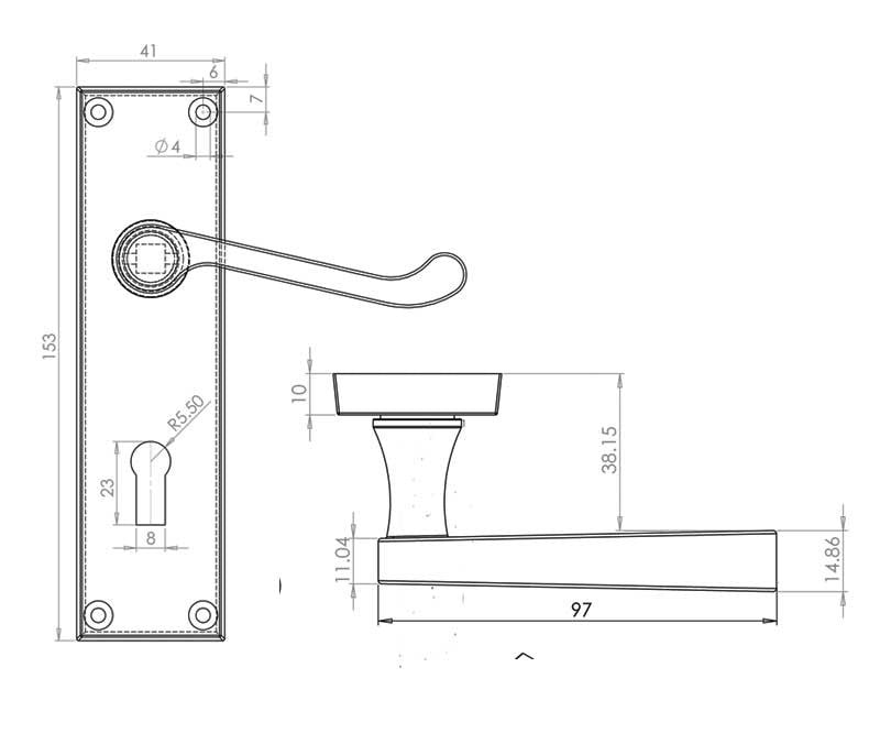 Scroll Door Handle on Backplate Pack - Lock - Chrome/Satin Finish