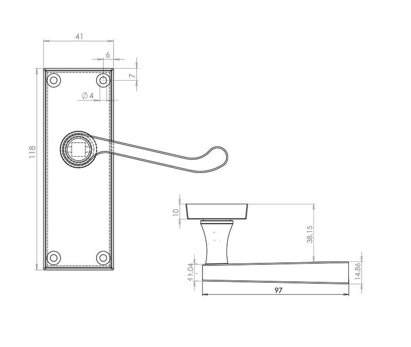 Scroll Door Handle on Backplate Pack - Latch - Chrome/Satin Finish