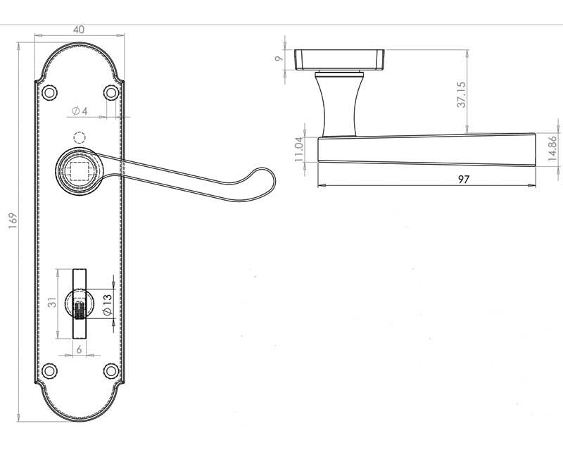 Epsom Door Handle on Backplate Pack - Bathroom Lock - Chrome/Satin Finish