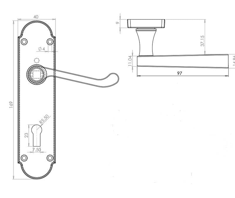 Epsom Door Handle on Backplate Pack - Lock - Chrome/Satin Finish