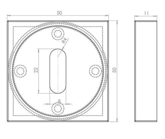 Square Kubus British Keyhole Profile Escutcheon Plate JV4005