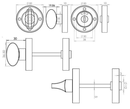 Designer Bathroom Turn and Release With Indicator JV421