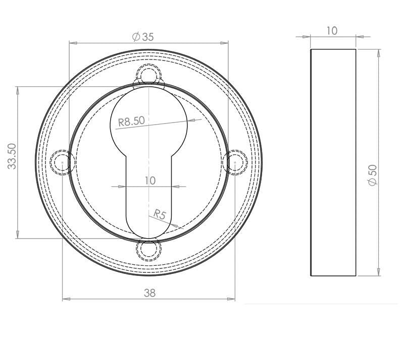 EURO PROFILE Keyhole Cover Plate - Various Finishes, JV503E