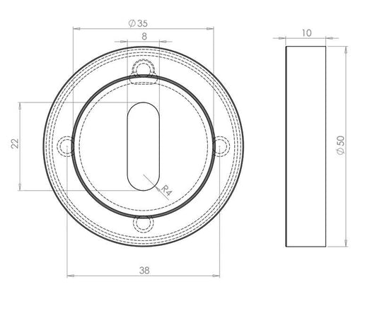 British Keyhole Profile Designer Escutcheon Plate - Various Finishes JV503
