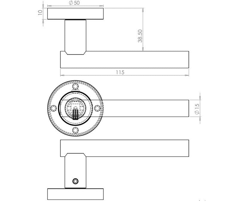 Petra Dark Bronze Door Handles on Round Rose