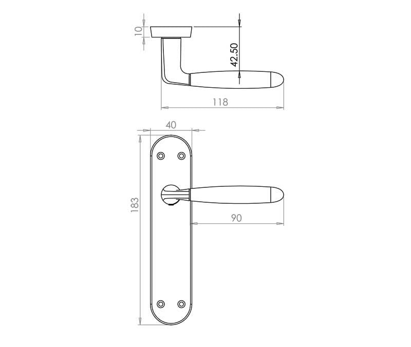 Door Handle on Backplate Pack - Stylo Latch - Dual Finish