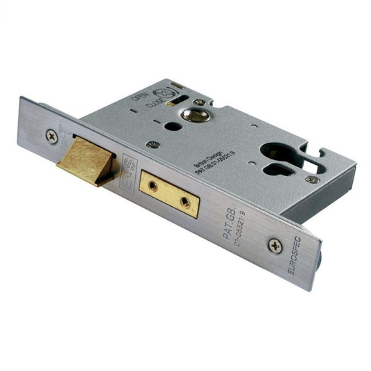 Satin Brass EURO PROFILE BS EN 12209 Sash Lock - 2.5 Inch & 3 Inch