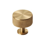 Satin Brass Knurled Cupboard Knobs, 35mm - FTD703SB