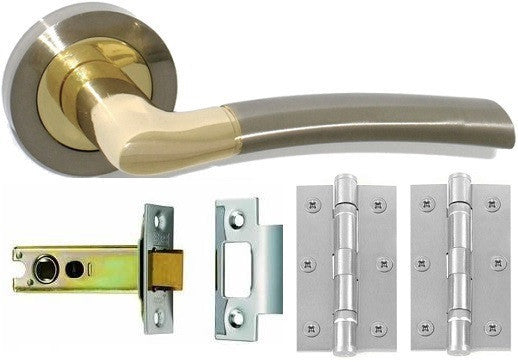 Door Handle Pack, Dual Finish Nickel & Brass - Latch Pack