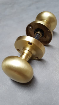 Thumbnail for Satin Brass Mushroom Mortice Door Knobs - JV35SB