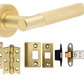 Knurled Satin Brass Door Handle Packs - Complete Kits