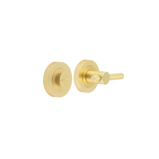 JV855SB Satin Brass Knurled bathroom turn & release - frelan hardware