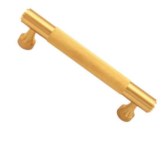 Knurled Satin Brass Cupboard T-Bar Pull Handle - 160mm, 260mm