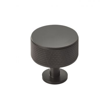 Knurled Cupboard Knobs Matt Black 35mm - M4D703MB