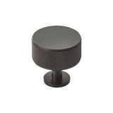 Knurled Cupboard Knobs Matt Black 35mm - M4D703MB