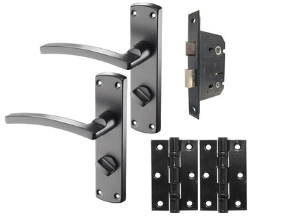 Curved 'Innovate' Matt Black Door Handles On Plate