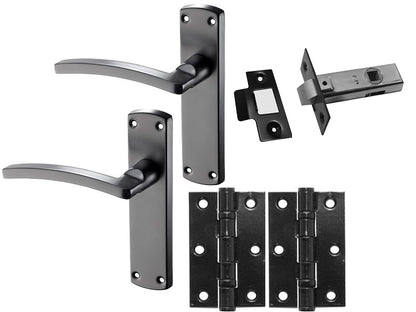 Curved 'Innovate' Matt Black Door Handles On Plate