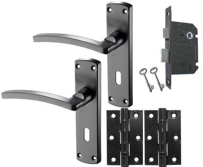 Curved 'Innovate' Matt Black Door Handles On Plate