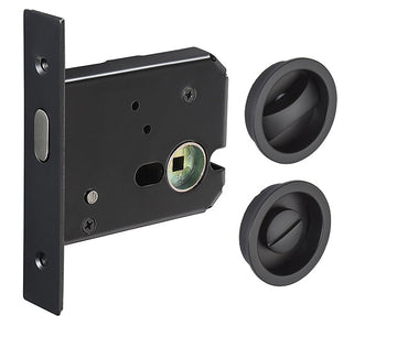 Pocket Door/Sliding Door Lock Set - Matt Black