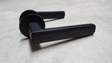 Matt Black 'Straight' Door Handles On Round Rose - M4D2810BL