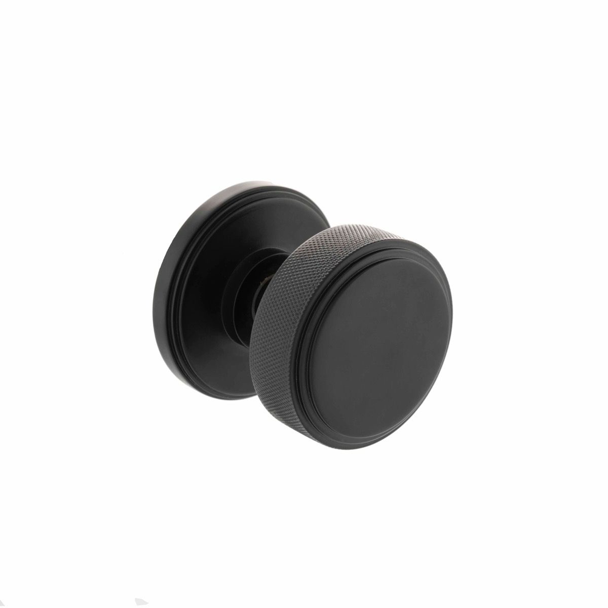 Atlantic UK 'Millhouse Brass Harrison' Solid Brass Knurled Mortice Knobs - Matt Black - MH450KSMKMB