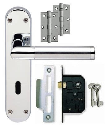 Door Handle on Backplate Pack - Lock - Dual Finish