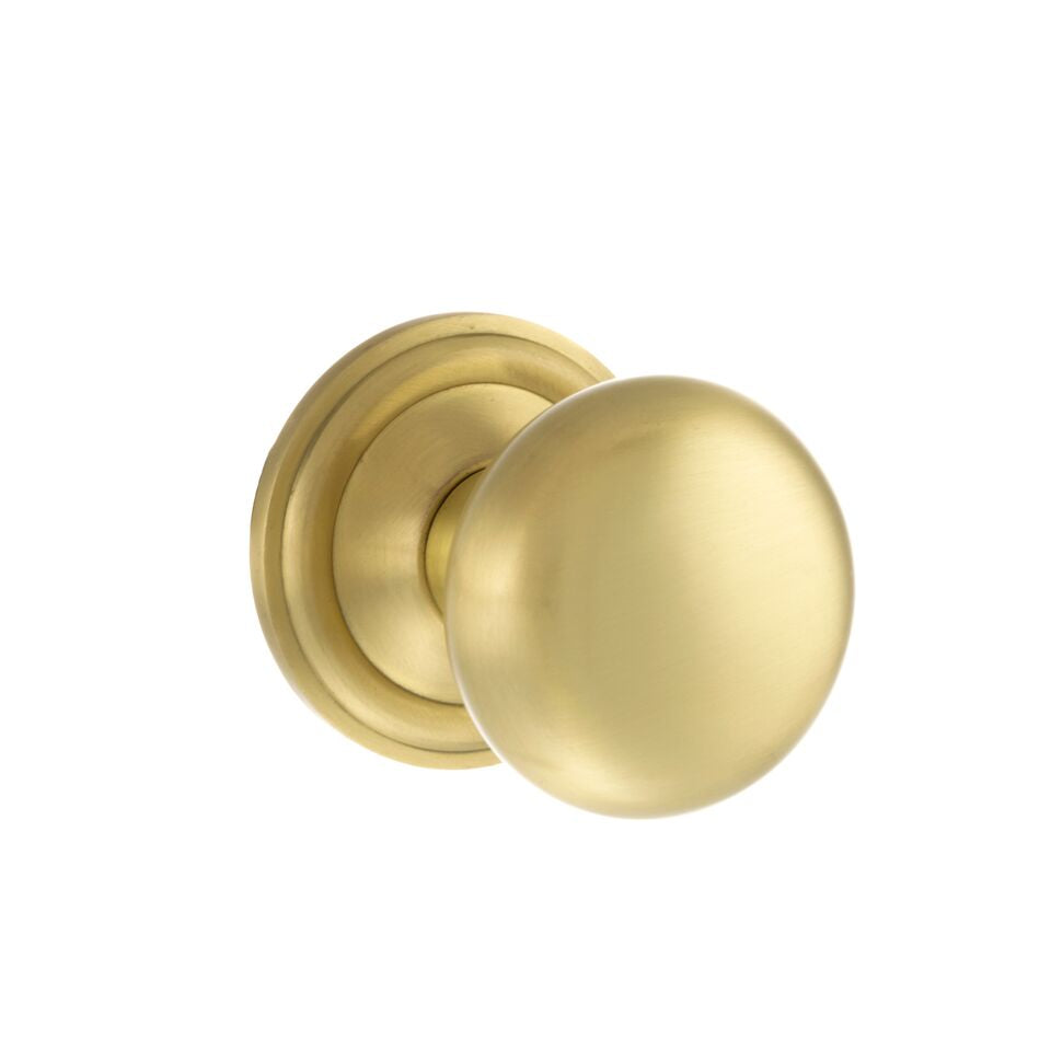 Atlantic UK Old English, OE58MMKSB Harrogate Mushroom Mortice Door Knobs - Satin Brass