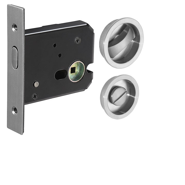 Pocket Door/Sliding Door Lock Set - Stainless Steel