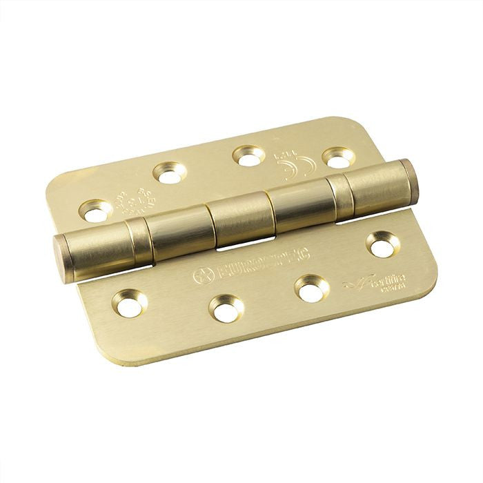 Carlisle Brass 4 Inch Satin Brass Grade 13 Fire Rated Radius Corner Ball Bearing Hinges