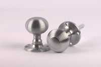 Thumbnail for Reeded Beehive Satin Chrome Mortice Door Knobs - More4Doors