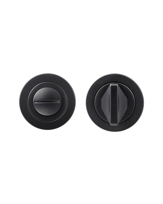 RM004PCB Matt Black Round Rose Bathroom Turn/Release - Rosso Maniglie