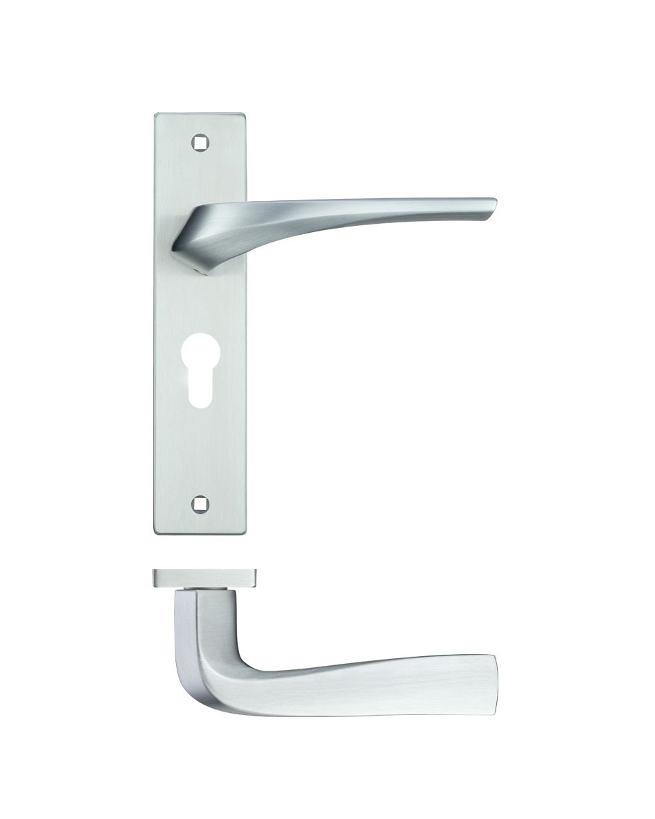 Rosso Maniglie RM062SC Aries Door Handles on Backplate - Satin Chrome