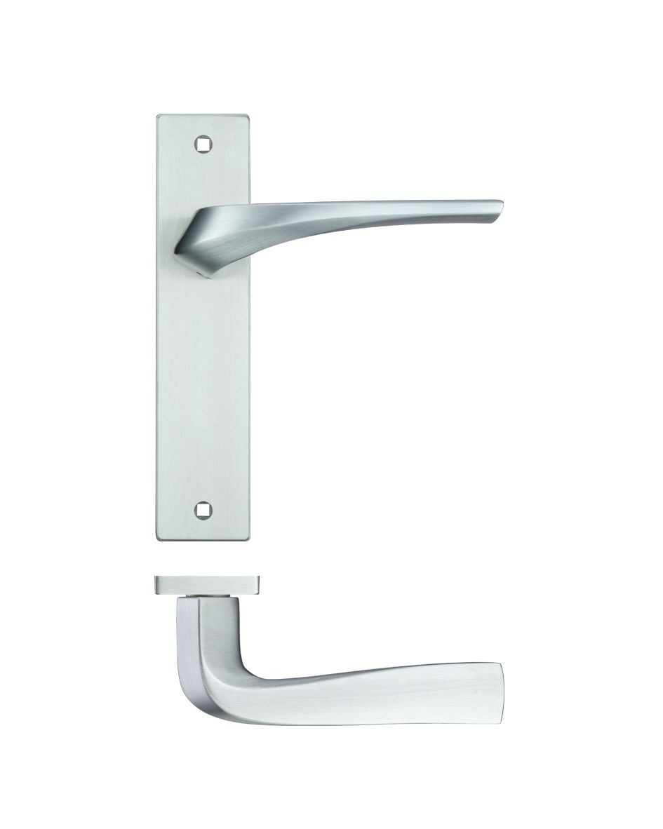 Rosso Maniglie RM062SC Aries Door Handles on Backplate - Satin Chrome - LATCH