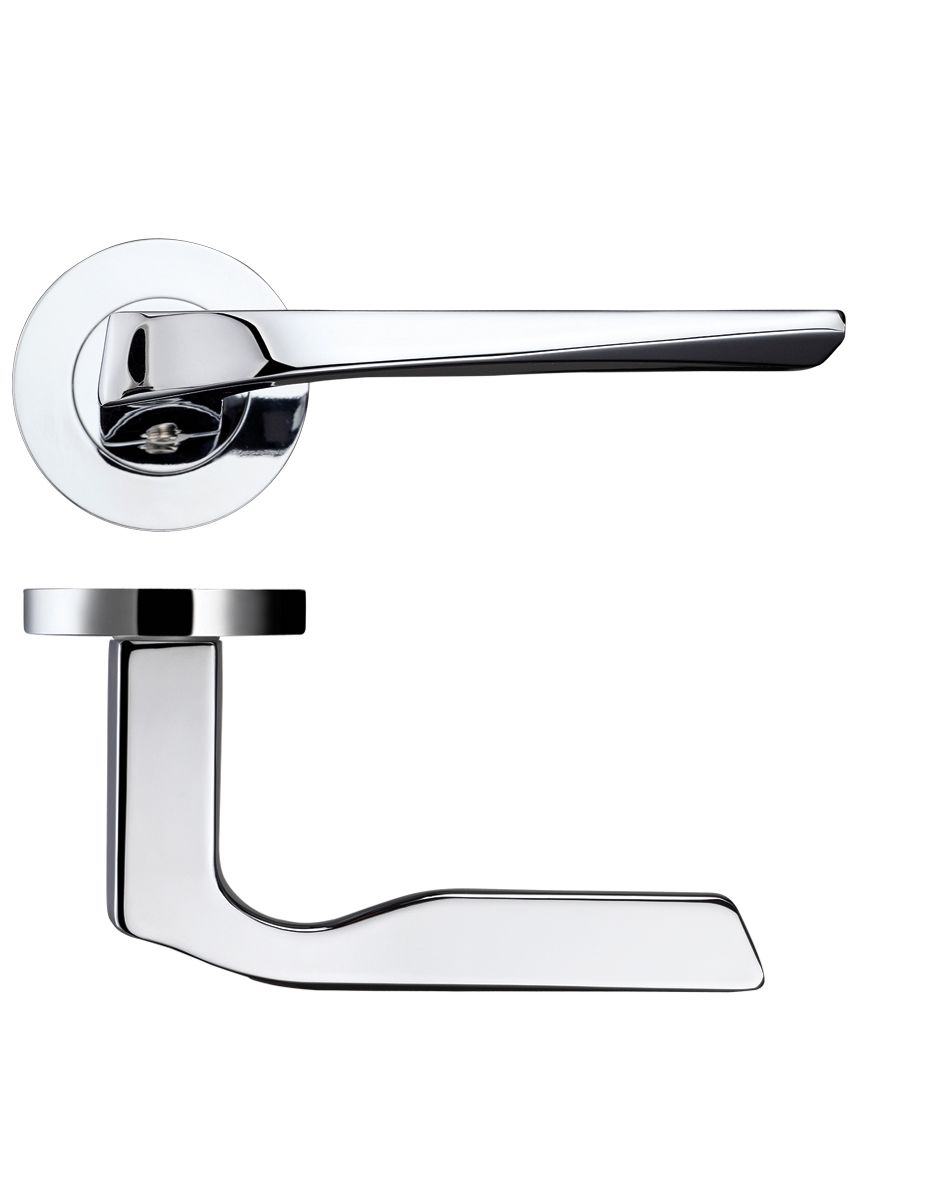 Zoo Hardware Rosso Maniglie Lyra Levers On Round Rose, Polished Chrome - RM090CP
