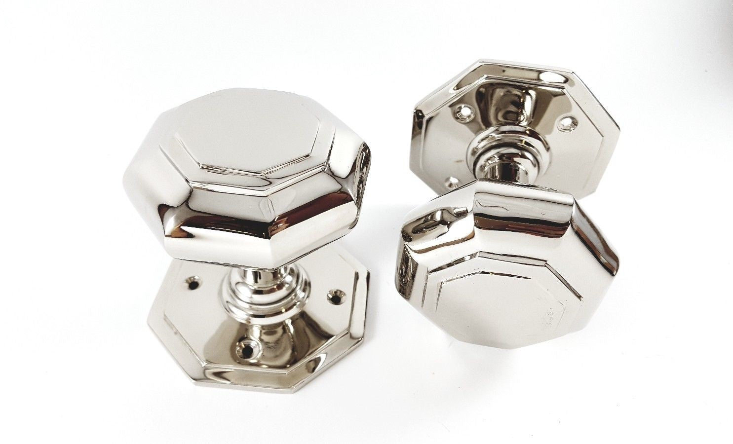 Polished Nickel Octagonal 73mm (3 Inch) Mortice Door Knobs - SB2110PNP