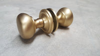 Thumbnail for Satin Brass Mushroom Mortice Knobs on 70mm Concealed Fix Rose