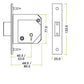 TECH DIAGRAM FOR BOTH SIZES - British Standard Insurance Approved 5 Lever Chubb Retro-Fit Dead Lock
