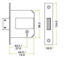 TECH DRAWING/SIZE FOR BOTH 64mm & 76mm LOCK